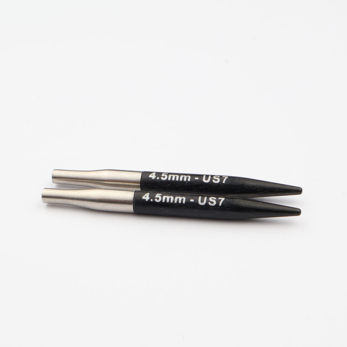 Pair of colourful KnitPro Dreamz 4.50mm mini interchangeable wooden needle tips
