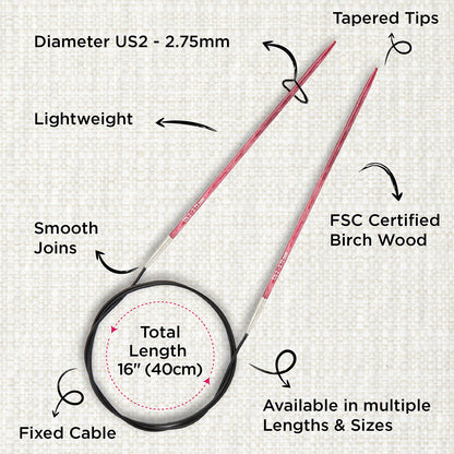 KnitPro Dreamz 25cm 2.75mm wooden fixed circular knitting needle