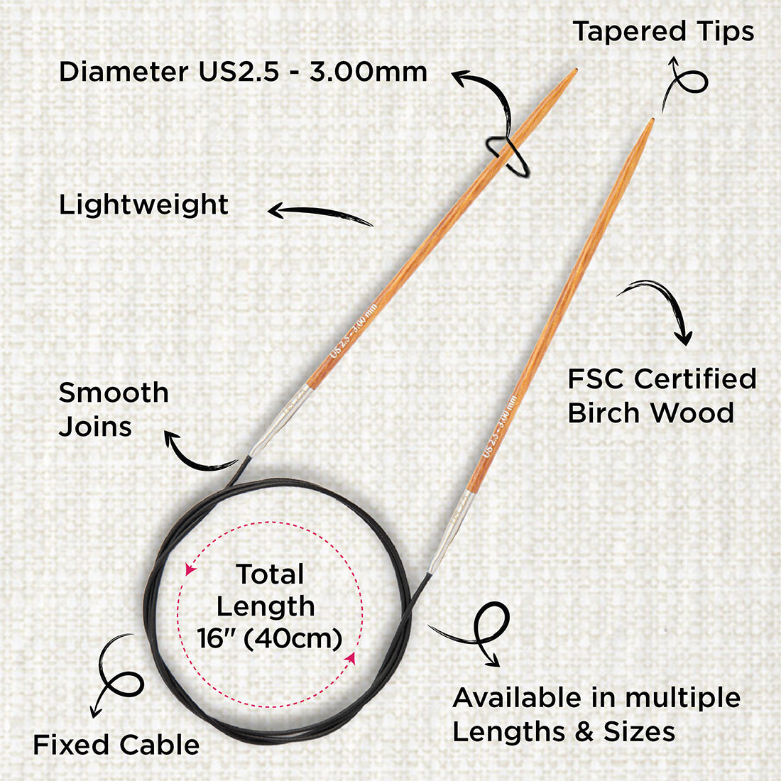 KnitPro Dreamz 25cm 3.00mm wooden fixed circular knitting needle