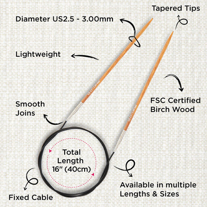 KnitPro Dreamz 25cm 3.00mm wooden fixed circular knitting needle