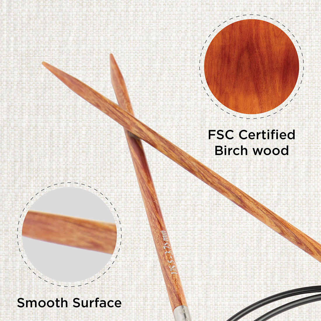 KnitPro Dreamz 25cm 3.75mm wooden fixed circular knitting needle