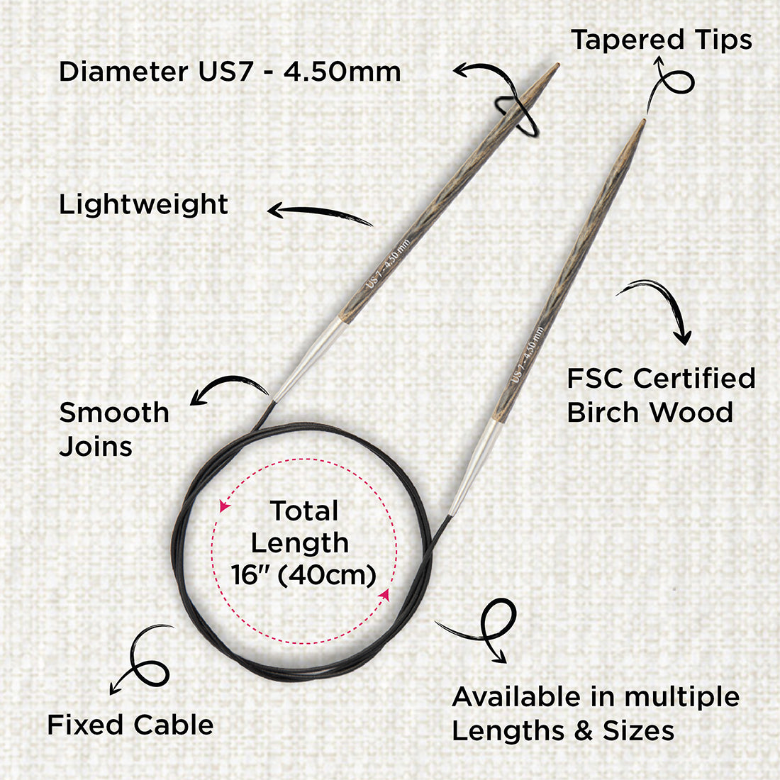 KnitPro Dreamz 25cm 4.50mm wooden fixed circular knitting needle