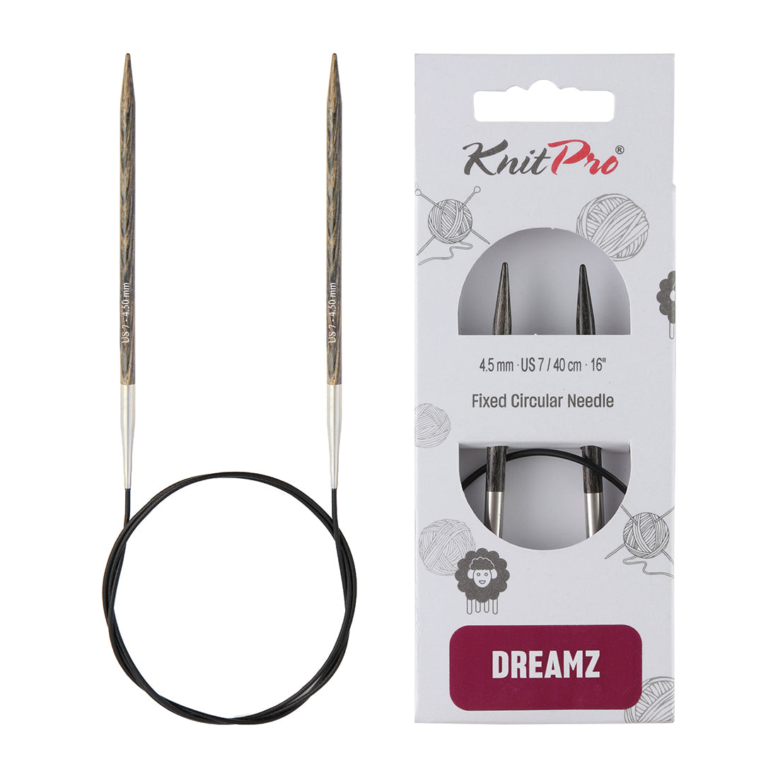 KnitPro Dreamz 25cm 4.50mm wooden fixed circular knitting needle
