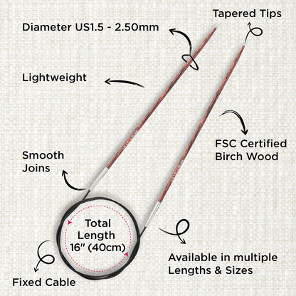 KnitPro Dreamz 40cm 2.50mm wooden fixed circular knitting needle