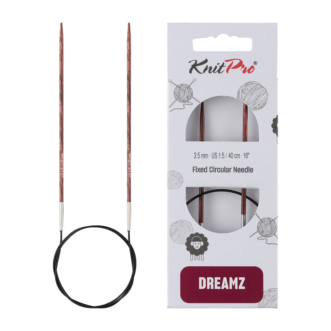 KnitPro Dreamz 40cm 2.50mm wooden fixed circular knitting needle