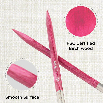 KnitPro Dreamz 6mm birch wood fixed circular knitting needle with 40cm cable
