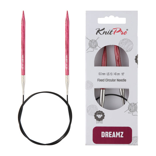 KnitPro Dreamz 6mm birch wood fixed circular knitting needle with 40cm cable