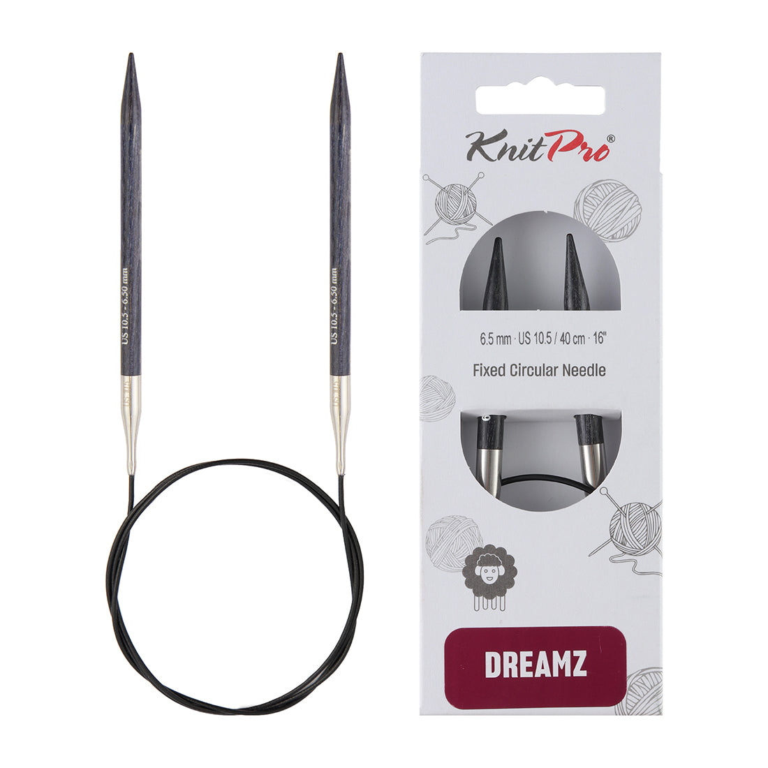 KnitPro Dreamz 6.5mm birch wood fixed circular knitting needle with 40cm cable