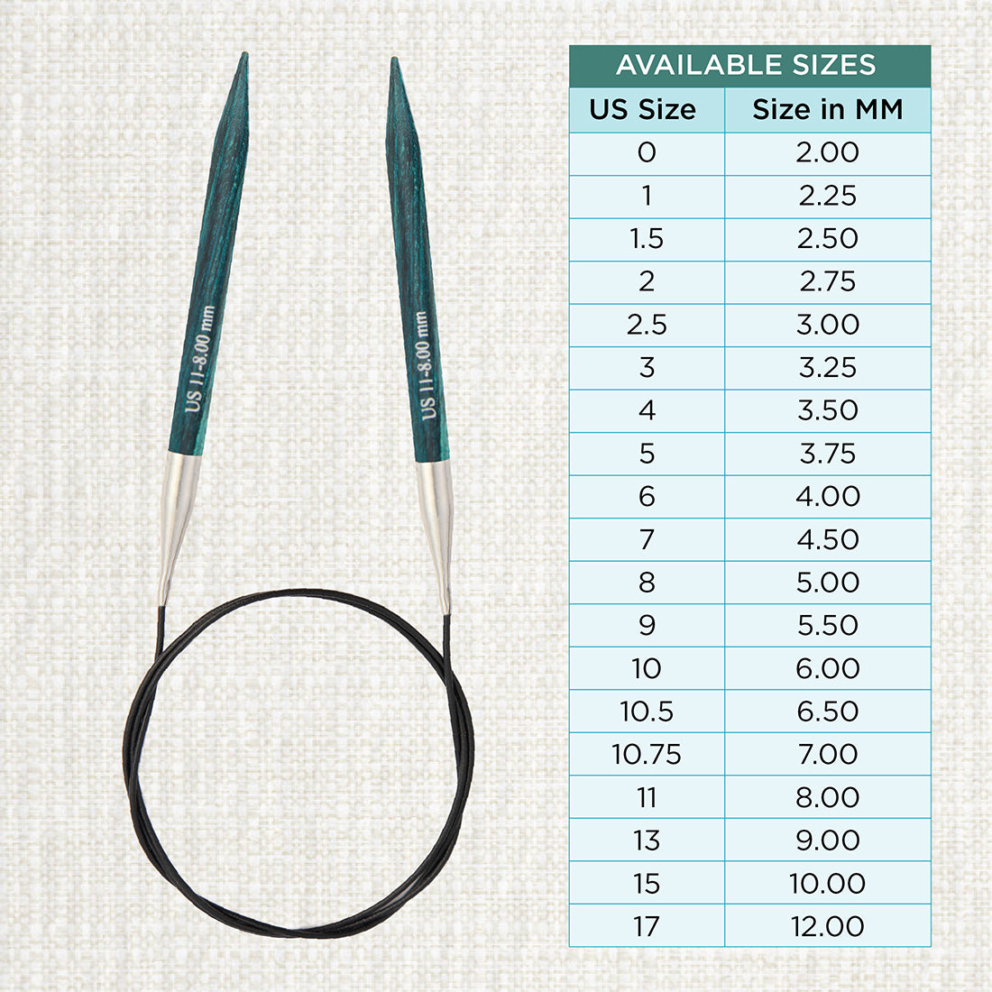 KnitPro Dreamz 8mm birch wood fixed circular knitting needle with 40cm cable