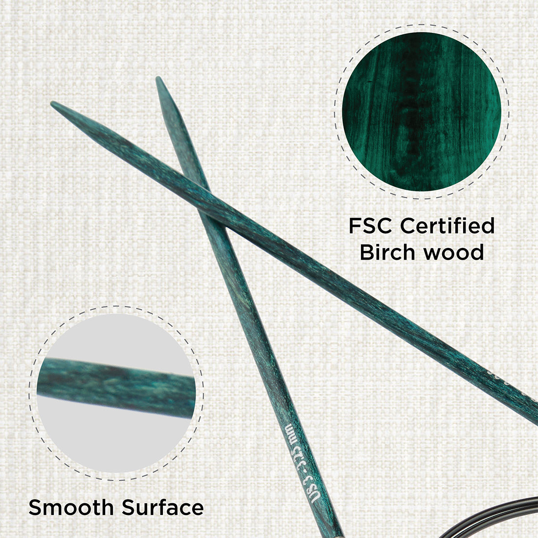 KnitPro Dreamz 3.25mm birch wood fixed circular knitting needle with 60cm cable
