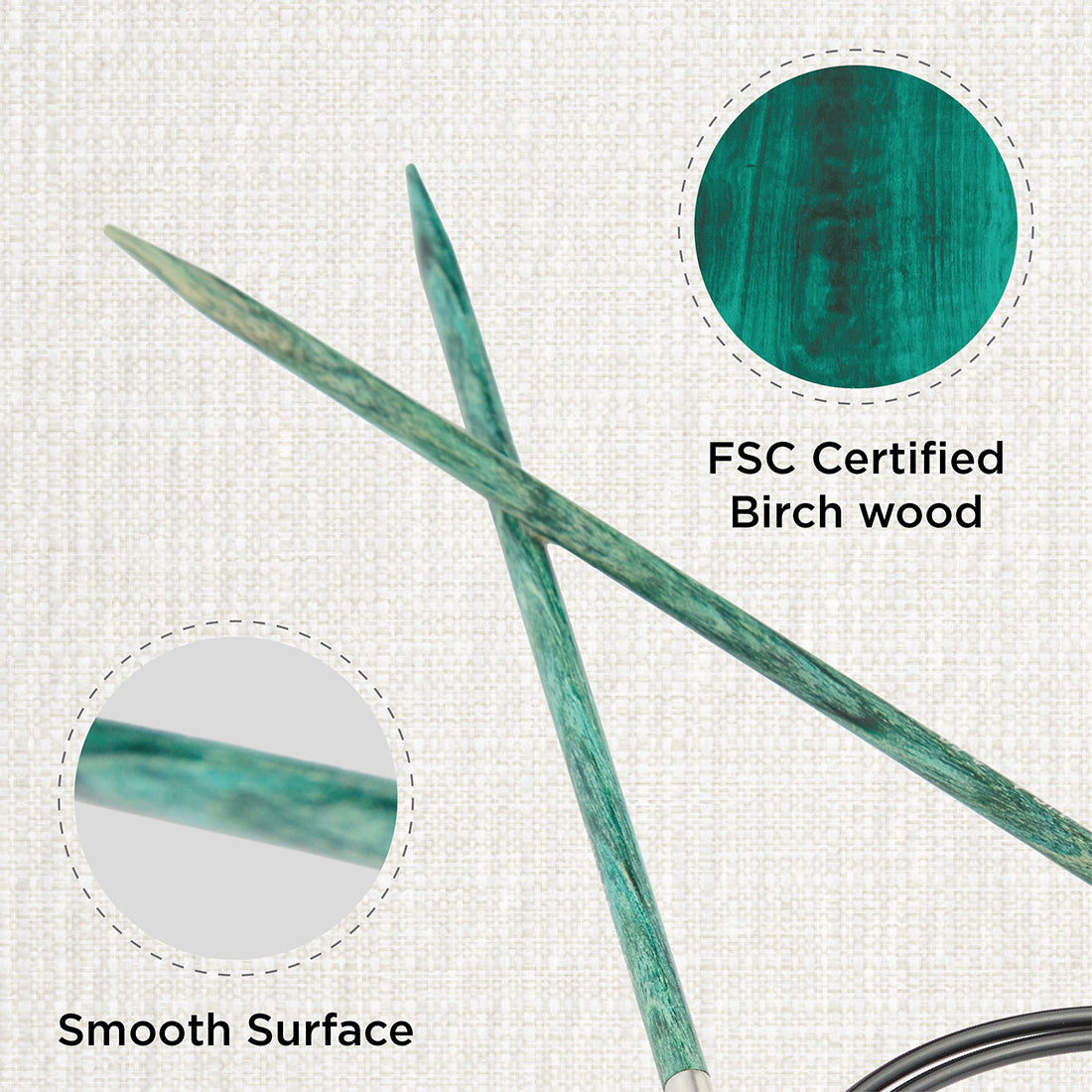 KnitPro Dreamz 3.5mm birch wood fixed circular knitting needle with 60cm cable