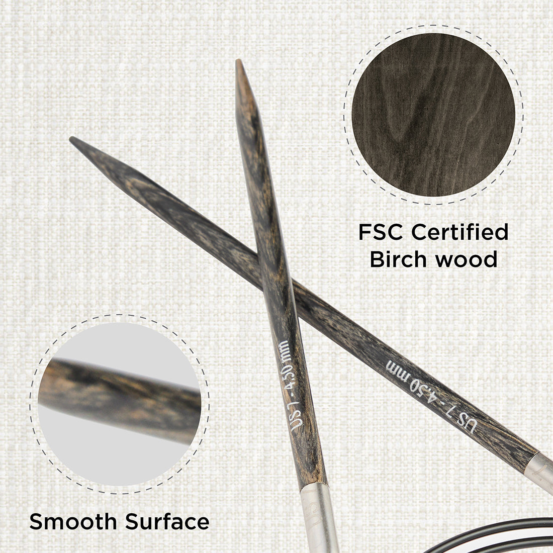 KnitPro Dreamz 4.5mm birch wood fixed circular knitting needle with 60cm cable