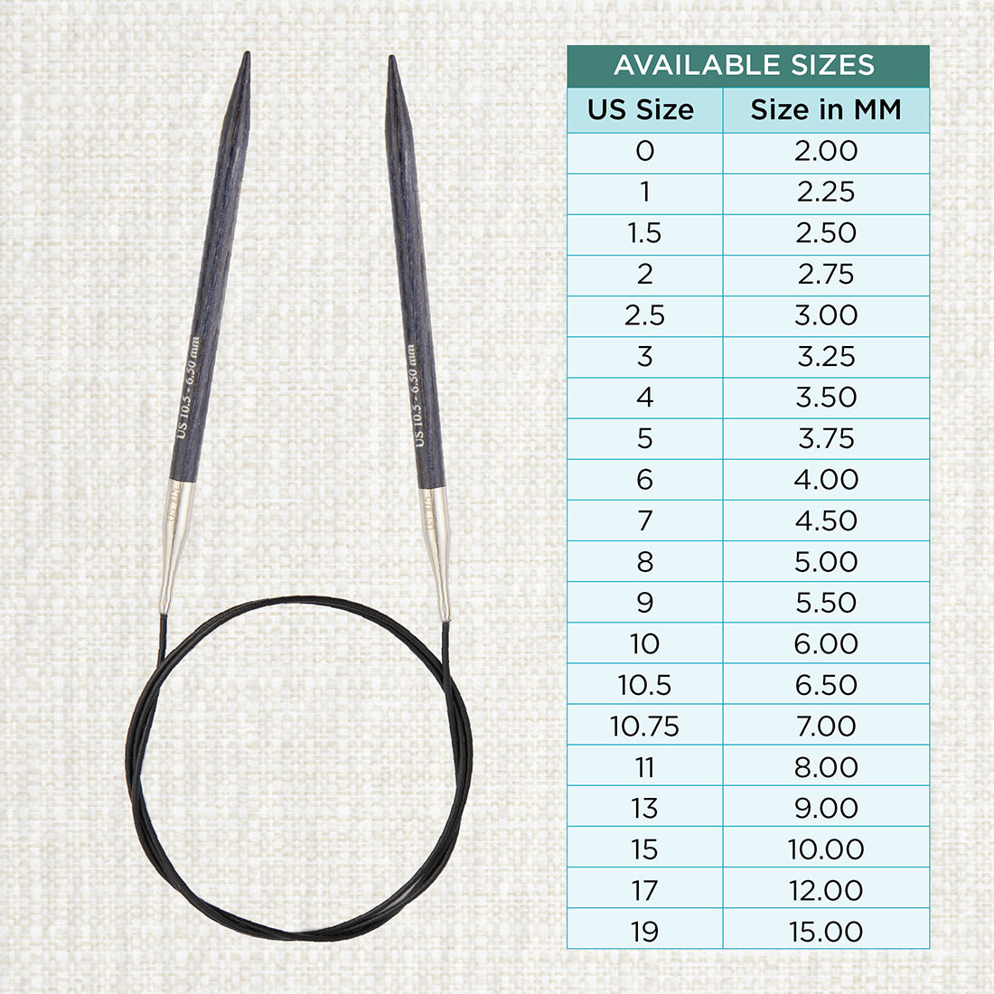 KnitPro Dreamz 6.5mm birch wood fixed circular knitting needle with 60cm cable