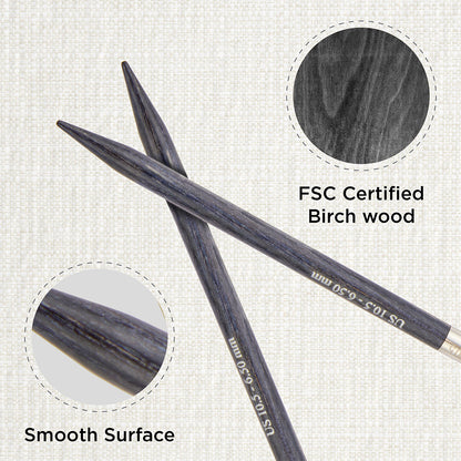 KnitPro Dreamz 6.5mm birch wood fixed circular knitting needle with 60cm cable