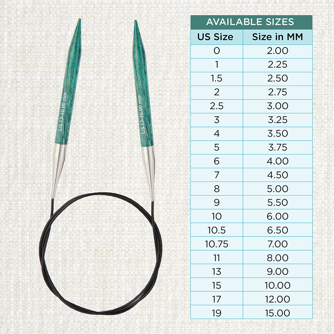 KnitPro Dreamz 10mm birch wood fixed circular knitting needle with 60cm cable