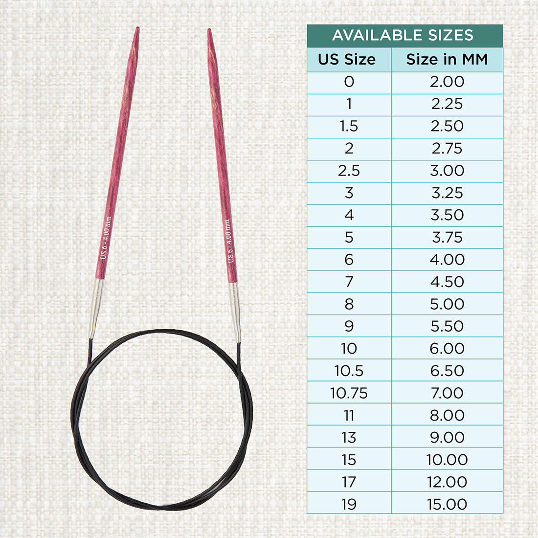 KnitPro Dreamz 4mm fixed circular knitting needle with birch wood tips and 80cm cable
