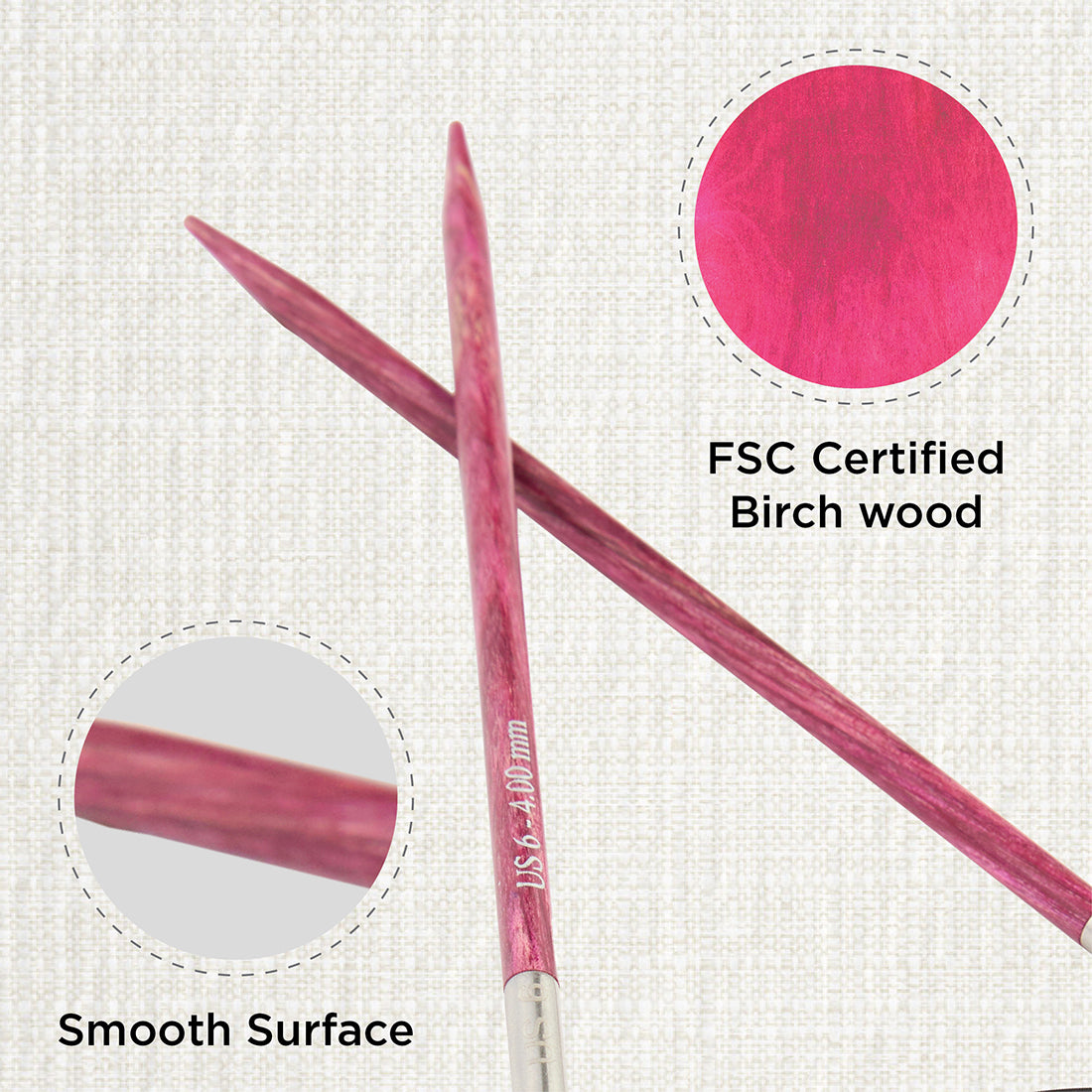 KnitPro Dreamz 4mm fixed circular knitting needle with birch wood tips and 80cm cable