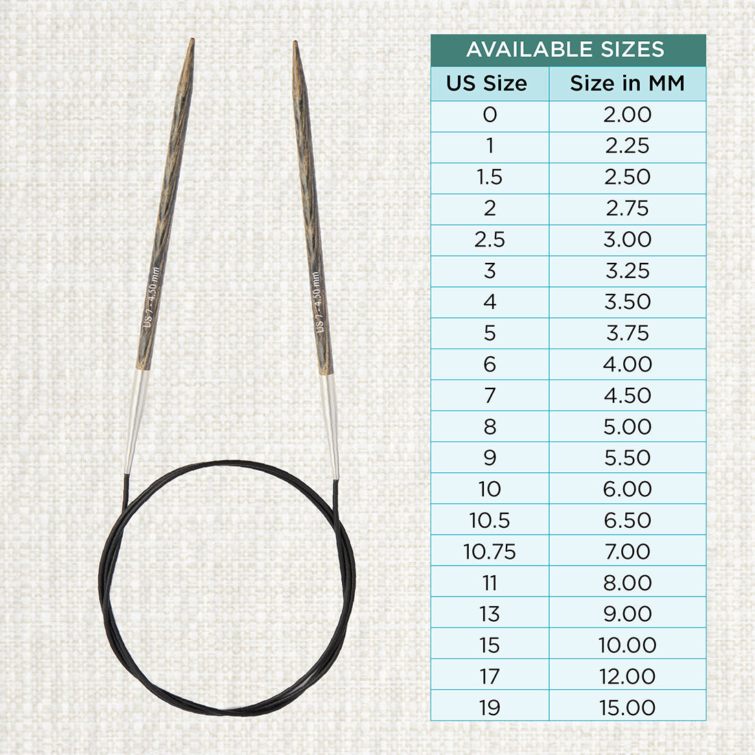 KnitPro Dreamz 4.5mm fixed circular knitting needle with birch wood tips and 80cm cable