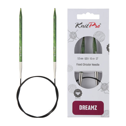 KnitPro Dreamz 5.5mm fixed circular knitting needle with birch wood tips and 80cm cable