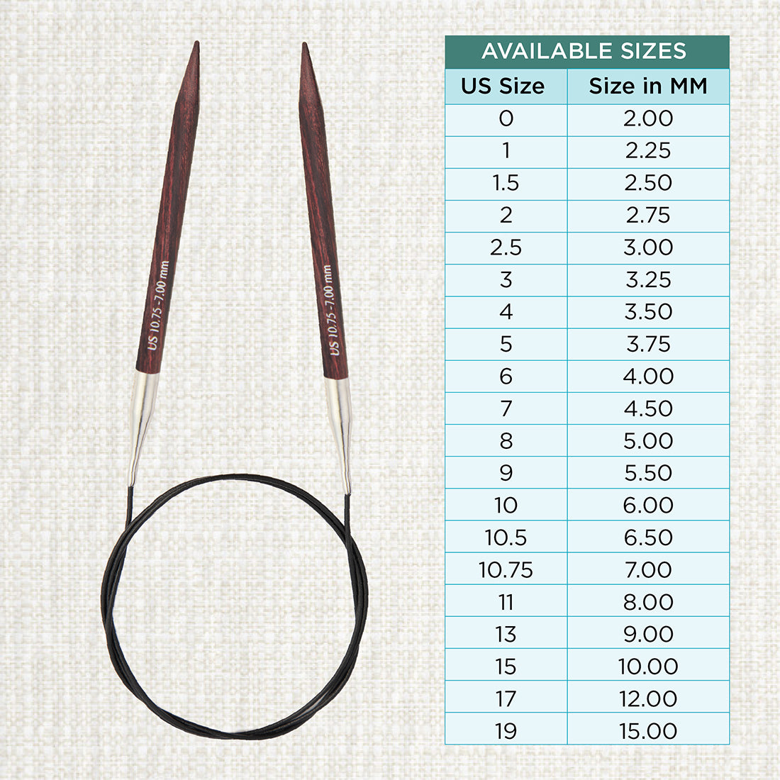 KnitPro Dreamz 7mm fixed circular knitting needle with birch wood tips and 80cm cable