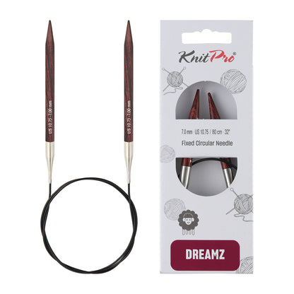 KnitPro Dreamz 7mm fixed circular knitting needle with birch wood tips and 80cm cable