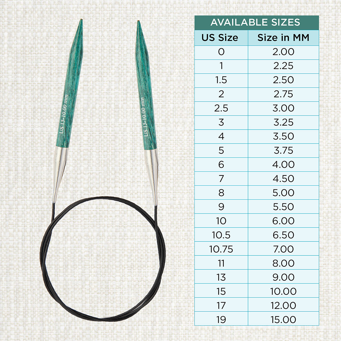 KnitPro Dreamz 10mm fixed circular knitting needle with birch wood tips and 80cm cable
