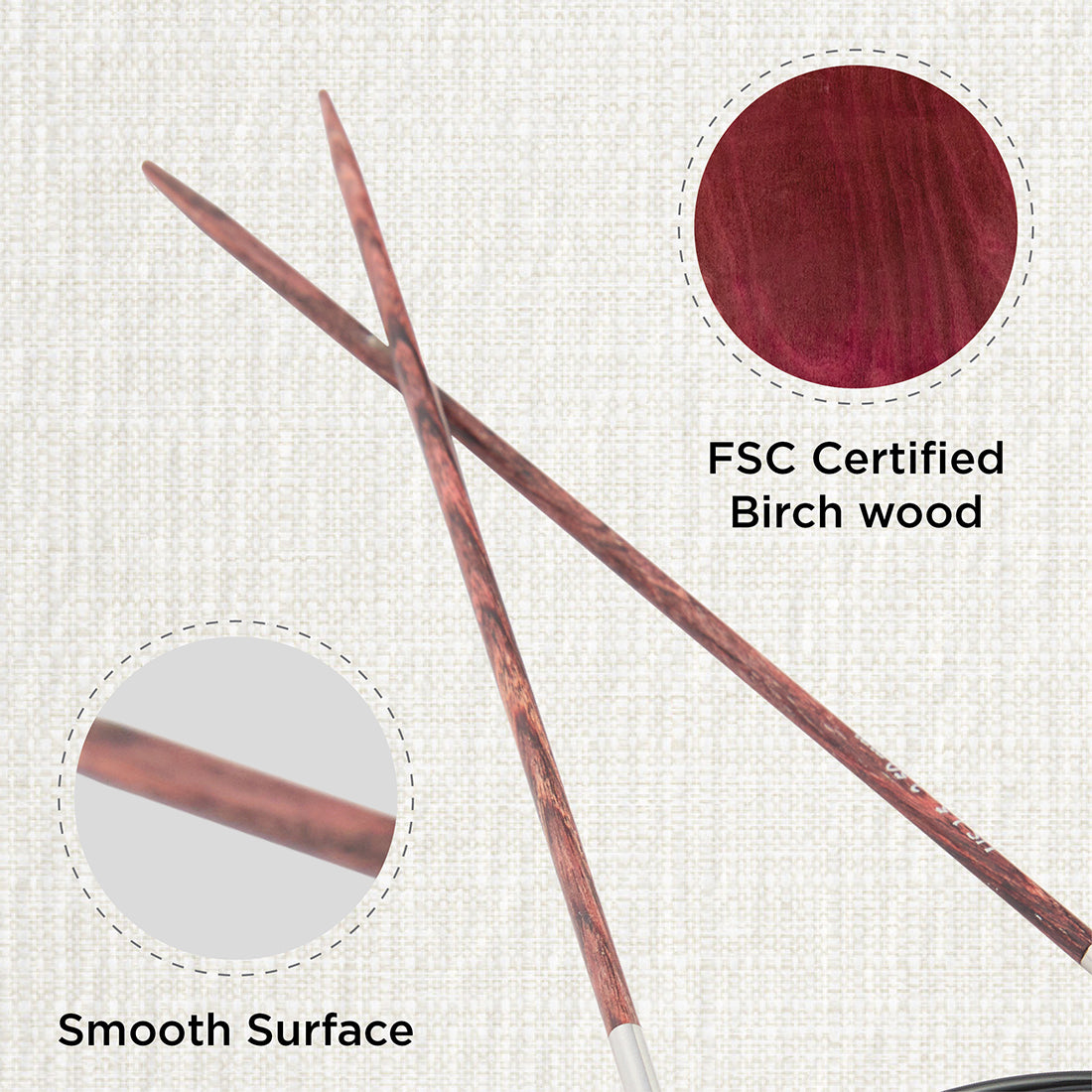 KnitPro Dreamz 2.5mm fixed circular knitting needle with birch wood tips and 100cm cable