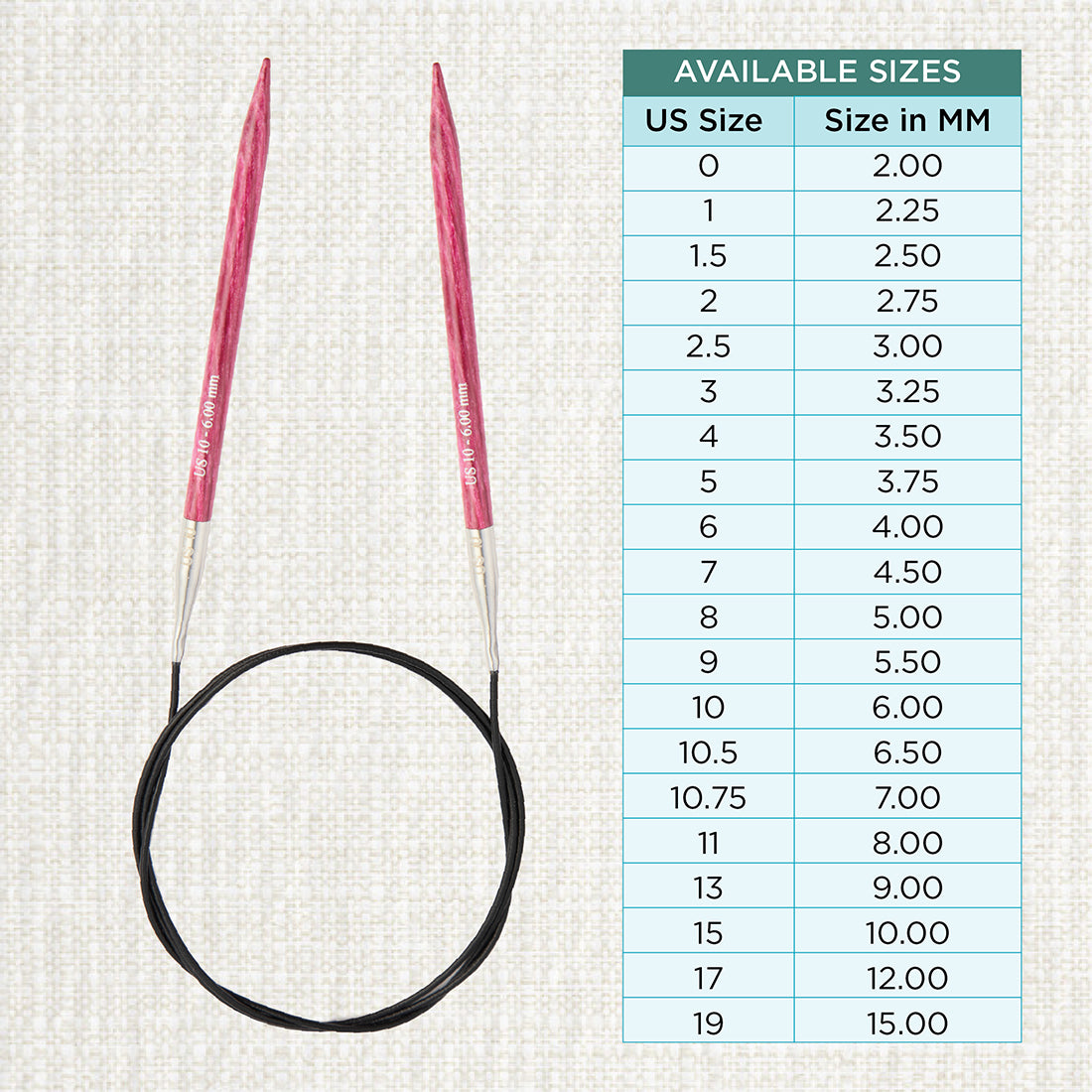 KnitPro Dreamz 6mm fixed circular knitting needle with birch wood tips and 100cm cable