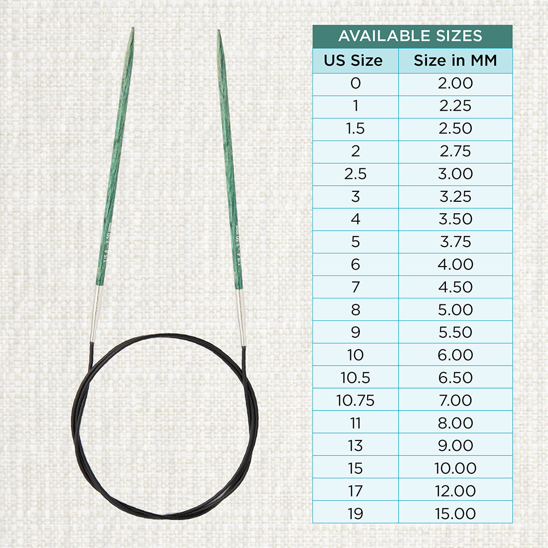 KnitPro Dreamz 3.5mm fixed circular knitting needle with birch wood tips and 120cm cable