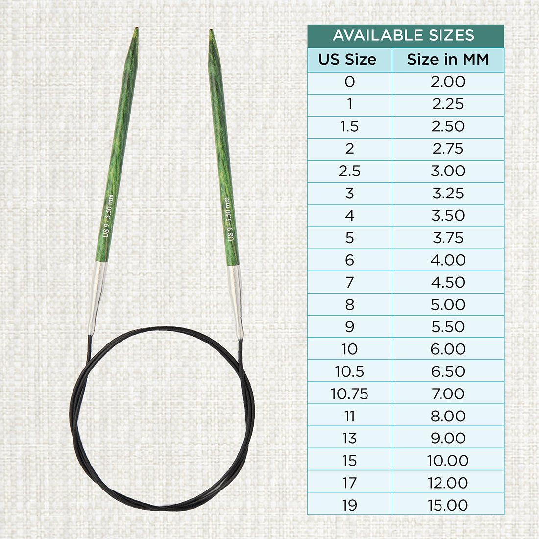 KnitPro Dreamz 5.50mm fixed circular knitting needle with wooden tips and coiled cable