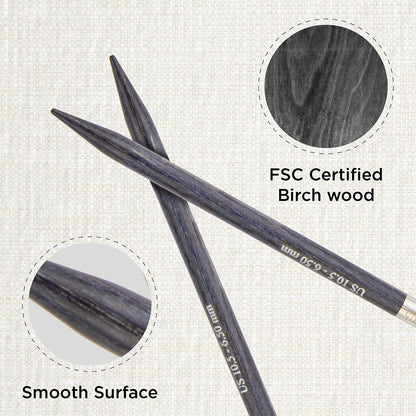 KnitPro Dreamz 6.50mm fixed circular knitting needle with wooden tips and coiled cable