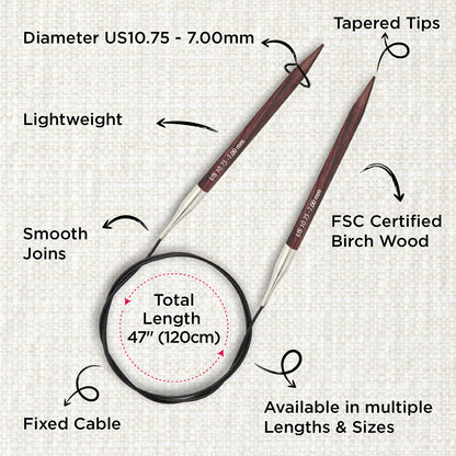 KnitPro Dreamz 7.00mm fixed circular knitting needle with wooden tips and coiled cable
