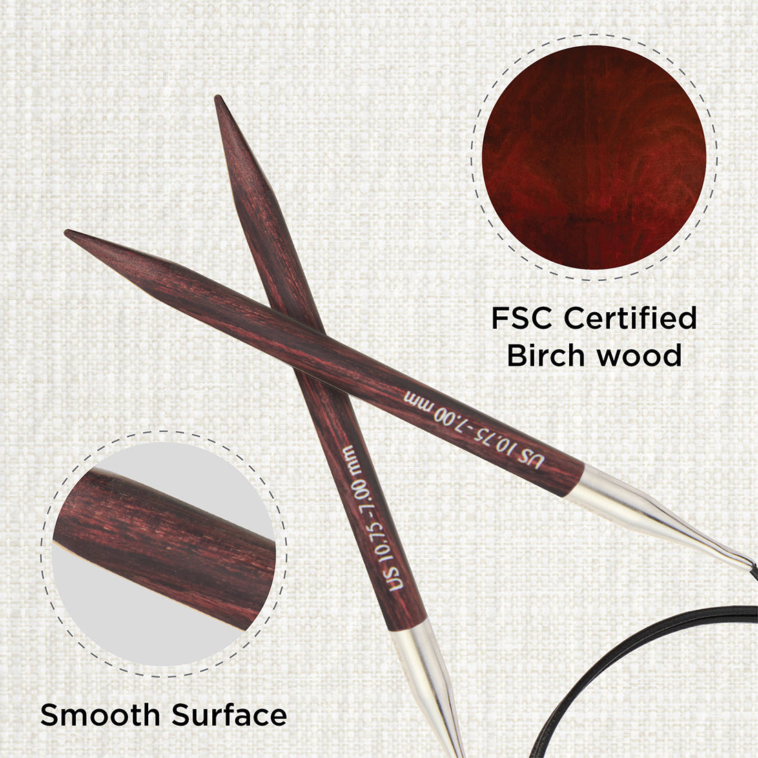 KnitPro Dreamz 7.00mm fixed circular knitting needle with wooden tips and coiled cable