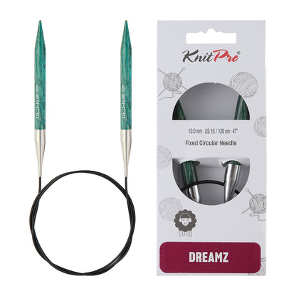 KnitPro Dreamz 10.00mm fixed circular knitting needle with wooden tips and coiled cable