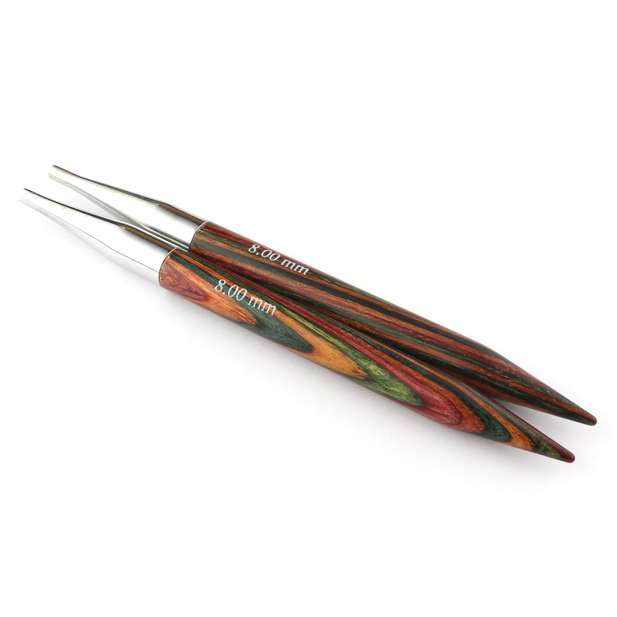 KnitPro Symfonie multi-coloured birchwood 10cm interchangeable needle tips, 8mm