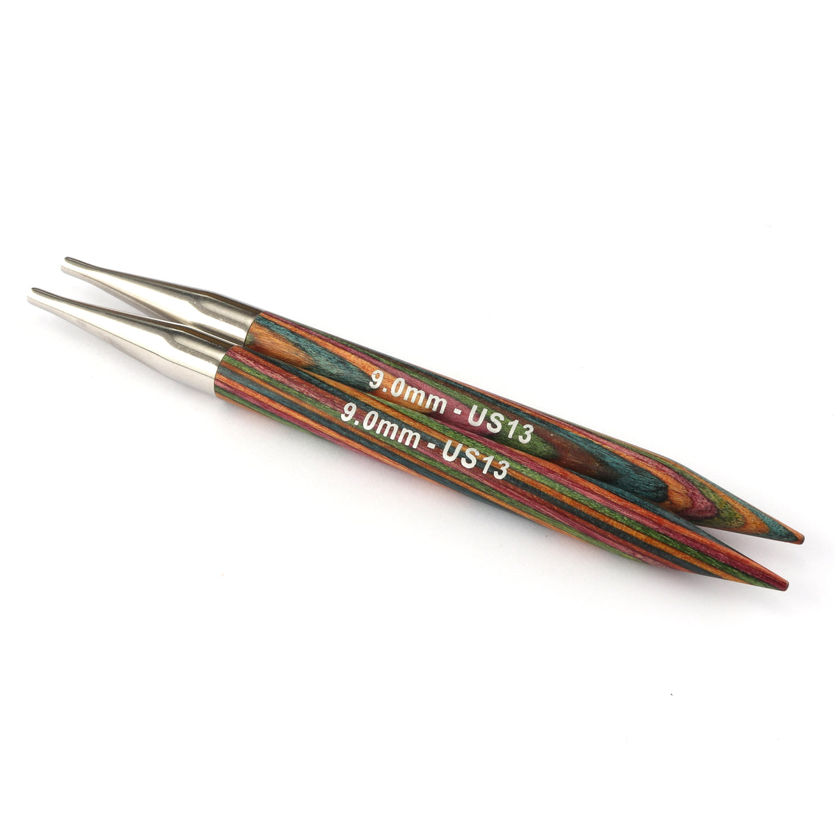 KnitPro Symfonie multi-coloured birchwood 10cm interchangeable needle tips, 9mm