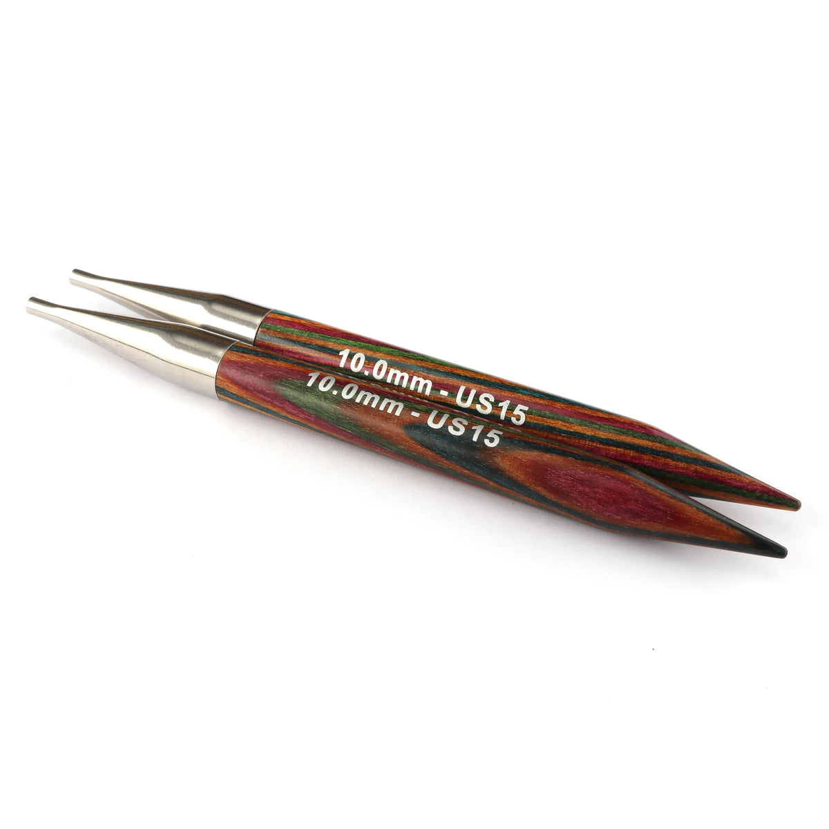 KnitPro Symfonie multi-coloured birchwood 10cm interchangeable needle tips, 10mm