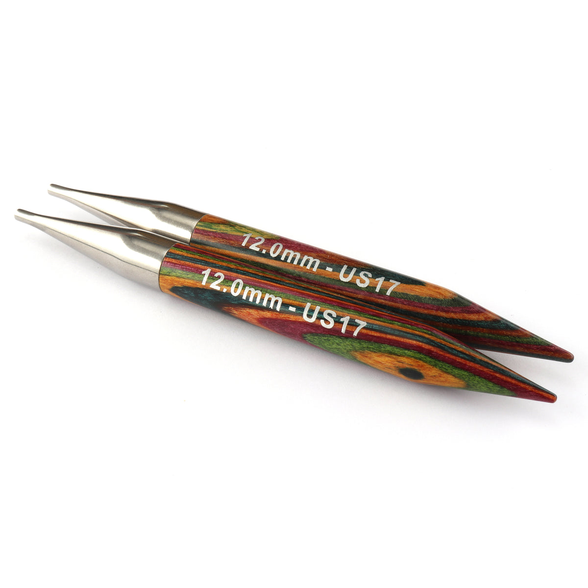 KnitPro Symfonie multi-coloured birchwood 10cm interchangeable needle tips, 12mm