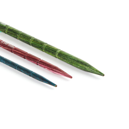 Three KnitPro Dreamz straight wooden cable needles