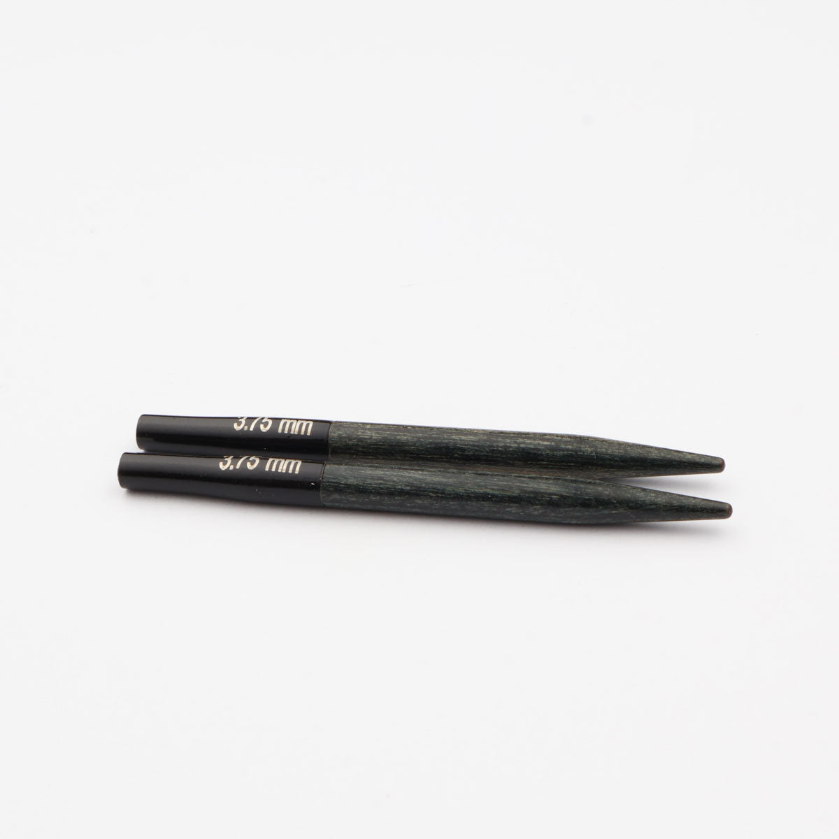 Pair of KnitPro Denim Indigo blue wooden mini interchangeable needle tips, 3.75mm