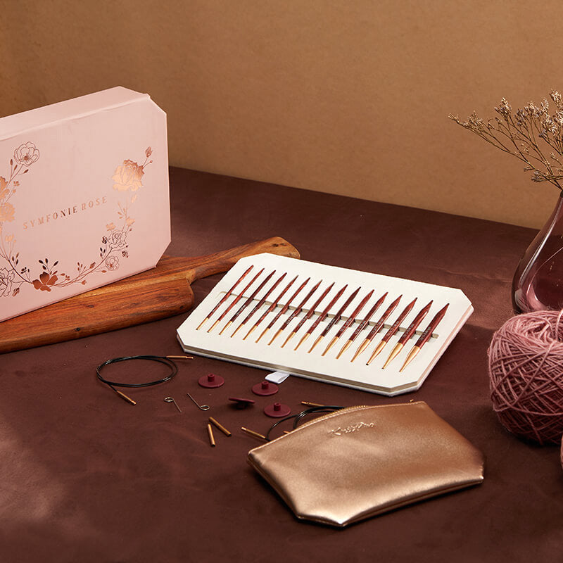 KnitPro Symfonie Rose interchangeable needle set in rose pink foiled box