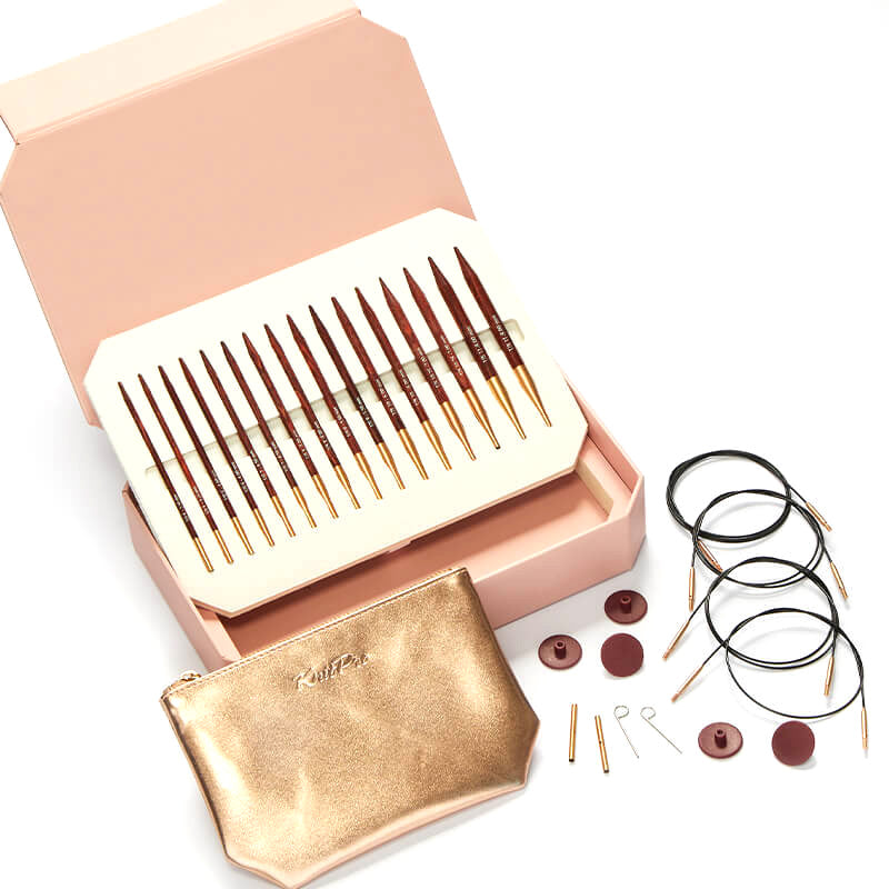 KnitPro Symfonie Rose interchangeable needle set in rose pink foiled box