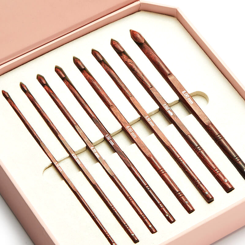 KnitPro Symfonie Rose crochet hook set in rose pink foiled box