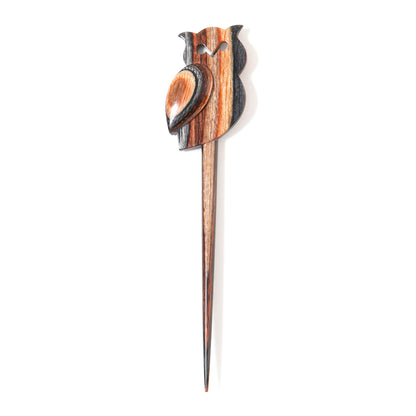 KnitPro Symfonie Flora wooden shawl pin, Sleepy Owl design