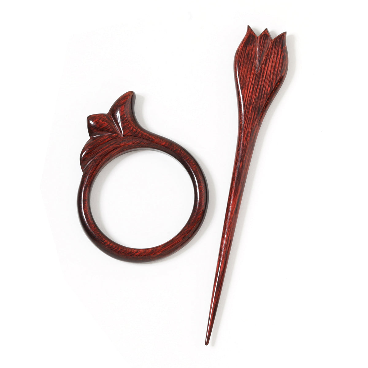 KnitPro Symfonie Flora wooden shawl pin, Tulip design