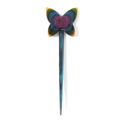 KnitPro Flora Utterly Butterly wooden shawl pin in multi-coloured Symfonie wood