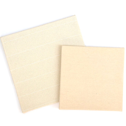 Two square wooden frames with pre-stretched punch needle fabric
