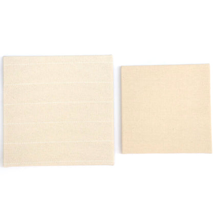 Two square wooden frames with pre-stretched punch needle fabric