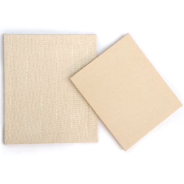 Two rectangle wooden frames with pre-stretched punch needle fabric