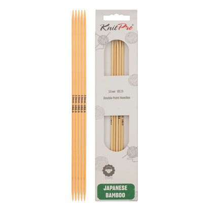 Set of 5 KnitPro bamboo double-pointed knitting needles, 3.00mm, 15cm